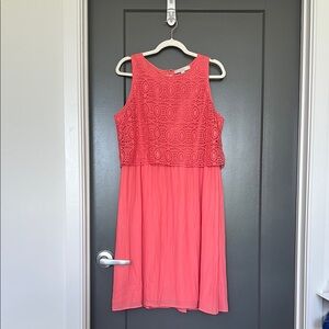 Coral Sleeveless Lace Dress